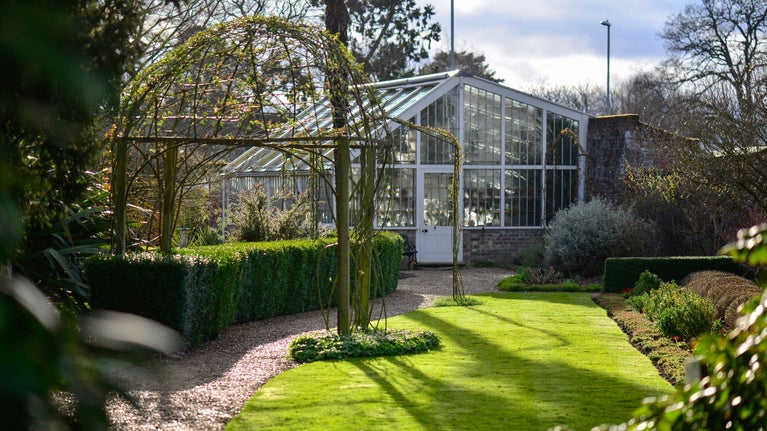 The rear garden in spring at Peckover House Cambridgeshire